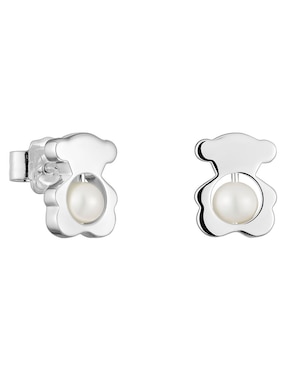 Aretes Cortos De Oso Tous I-Bear De Plata P 925 Perla