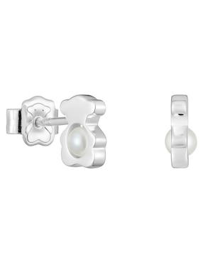 Aretes Cortos De Oso Tous I-Bear De Plata P 925 Perla