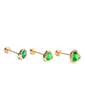 Set de aretes de corazón Mancini de oro con acabado diamantado zirconia