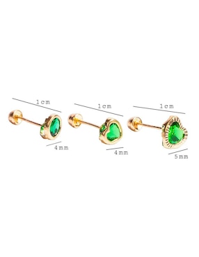 Set de aretes de corazón Mancini de oro con acabado diamantado zirconia
