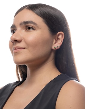 Set de aretes de corazón Mancini de oro con acabado diamantado zirconia