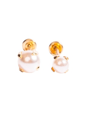 Set de aretes redondos Mancini de oro perla