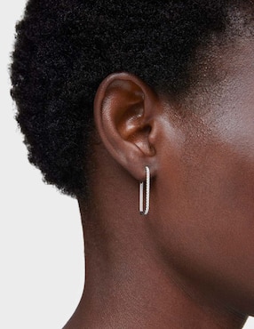Aretes de aro ovalados Tous Les Classiques de oro blanco con acabado pavé diamante