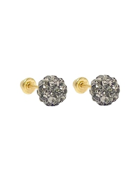 Broqueles redondos Mancini de oro con acabado pavé cristal