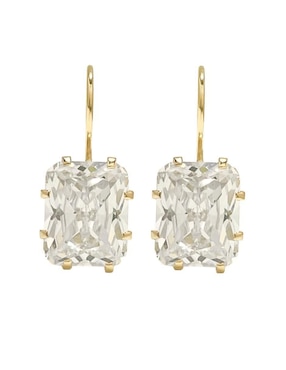 Aretes de rectángulo Mancini de oro con acabado brillante zirconia