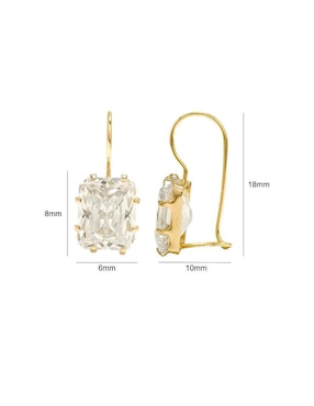 Aretes de rectángulo Mancini de oro con acabado brillante zirconia