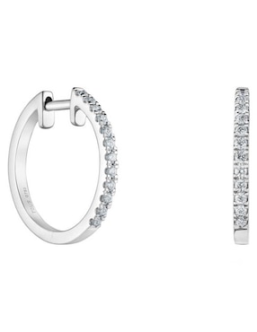 Aretes de aro circulares Tous Les Classiques de oro blanco con acabado brillante diamante