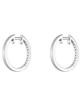 Aretes de aro circulares Tous Les Classiques de oro blanco con acabado brillante diamante