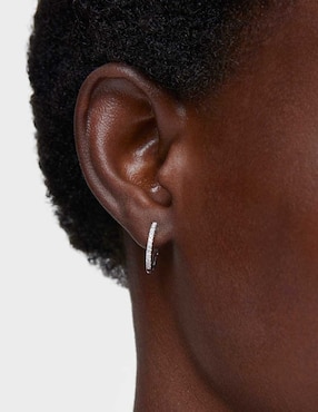 Aretes de aro circulares Tous Les Classiques de oro blanco con acabado brillante diamante