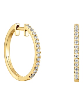 Aretes de aro circulares Tous Les Classiques de oro con acabado brillante diamante