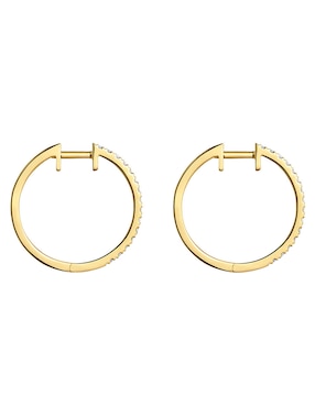 Aretes de aro circulares Tous Les Classiques de oro con acabado brillante diamante