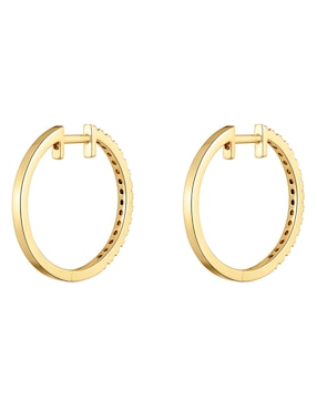 Aretes de aro circulares Tous Les Classiques de oro con acabado brillante diamante