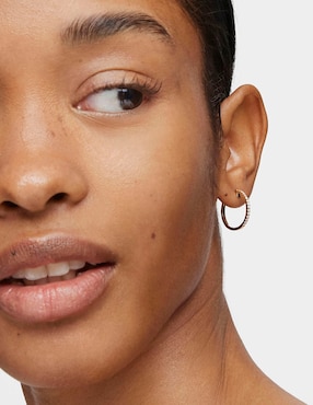 Aretes de aro circulares Tous Les Classiques de oro con acabado brillante diamante
