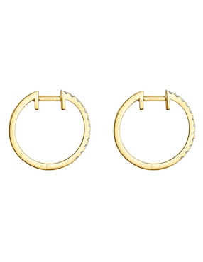 Aretes de aro circulares Tous Les Classiques de oro con acabado brillante diamante