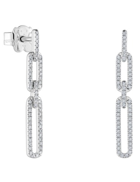 Aretes ovalados Tous Les Classiques de oro blanco con acabado brillante diamante