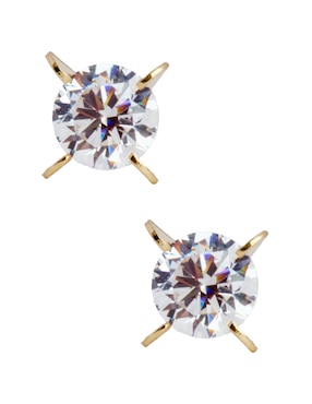 Broqueles Casal de oro 14 k con acabado brillante zirconia