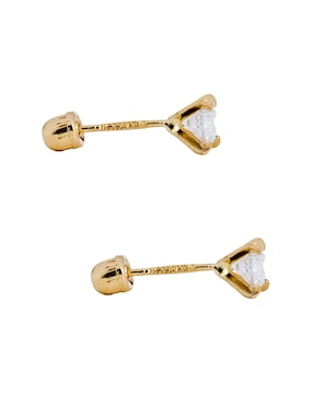 Broqueles Casal de oro 14 k con acabado brillante zirconia