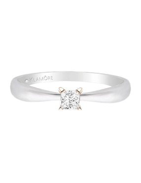 Solitario De Oro Blanco 14 K Klamore Diamante