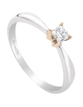 Solitario de oro blanco 14 k Klamore Miloro diamante