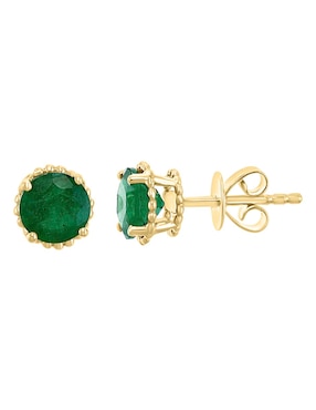 Broqueles Effy de oro 14 K con acabado liso esmeralda