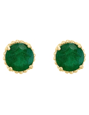 Broqueles Effy de oro 14 K con acabado liso esmeralda