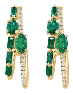 Arracadas Effy de oro 14 K con acabado lustre esmeralda