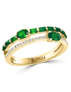 Anillo Effy 14 k de oro amarillo esmeralda y diamante brillante