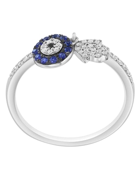 Anillo Effy Nagato Edo Tensei 14 k de oro zafiro y diamante pavé