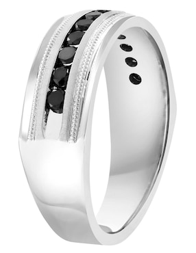 Anillo circular Effy 14 k de oro blanco diamante negro pulido