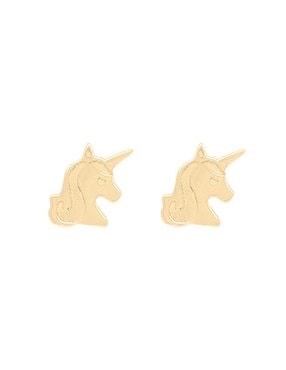 Aretes Cortos De Unicornio Fianelli De Oro Amarillo 14 K