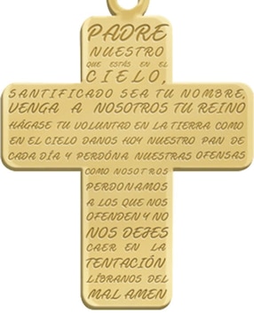 Dije de cruz Fianelli padre nuestro de oro amarillo 14 K