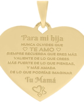 Dije de corazón Fianelli mensaje hija de oro amarillo 14 K