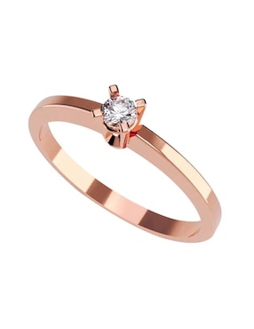 Anillo De Compromiso De Oro Rosa 14 K Amore Mio Diamante