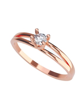 Anillo De Compromiso De Oro Rosa 14 K Amore Mio Diamante