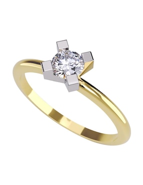 Anillo De Compromiso De Oro Amarillo 14 K Amore Mio Diamante