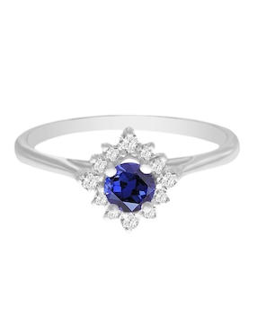 Anillo Fascinare Arnau 14 k de oro blanco zafiro y diamante brillante