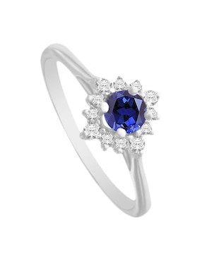 Anillo Fascinare Arnau 14 k de oro blanco zafiro y diamante brillante