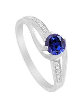 Anillo Fascinare Venice 14 k de oro blanco zafiro y diamante brillante