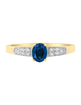 Anillo Fascinare Marcela 14 k de oro amarillo zafiro y diamante brillante