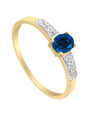 Anillo Fascinare Marcela 14 k de oro amarillo zafiro y diamante brillante