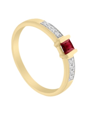 Anillo Fascinare Ali 14 k de oro amarillo rubí y diamante brillante