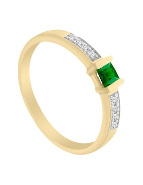 Anillo Fascinare Ali 14 k de oro amarillo esmeralda y diamante brillante