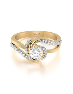 Anillo De Compromiso De Oro 14 K Abba Joyas Zirconia