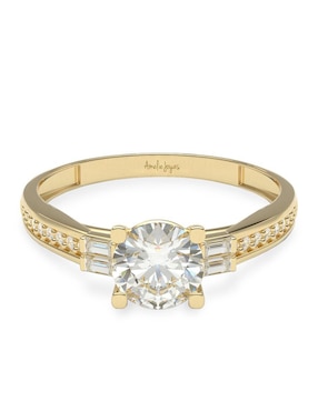 Anillo De Compromiso De Oro 14 K Amelie Joyas Zirconia