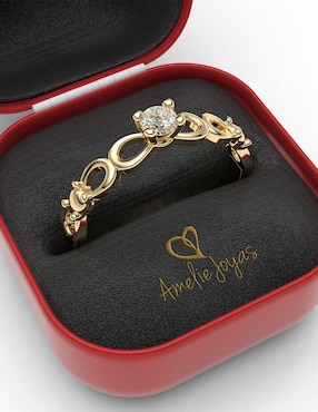 Solitario de oro 14 k Amelie Joyas