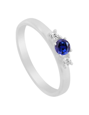 Anillo Fascinare Lin 14 k de oro blanco zafiro y diamante brillante