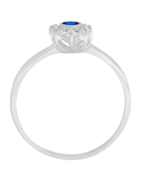 Anillo Fascinare Finea 14 k de oro blanco zafiro y diamante brillante