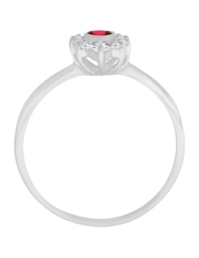 Anillo Fascinare Finea 14 k de oro blanco rubí y diamante brillante