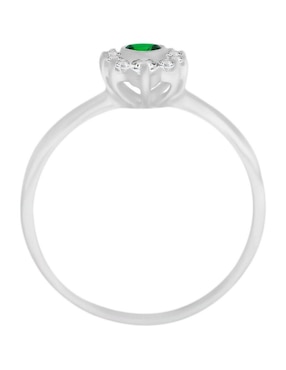 Anillo Fascinare Finea 14 k de oro blanco esmeralda y diamante brillante
