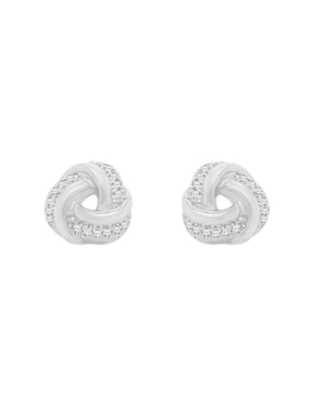 Aretes Cortos Redondos Fianelli Ezia De Oro Blanco 14 K Diamante